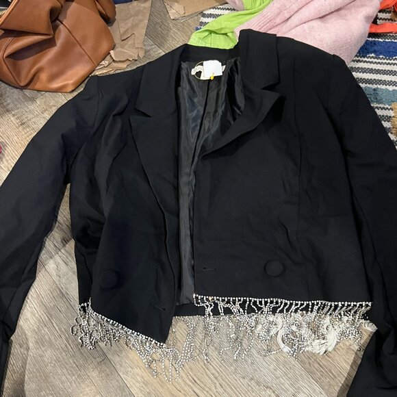 NWOT Culpos x INC Cropped Rhinestone Blazer small - Picture 8 of 15